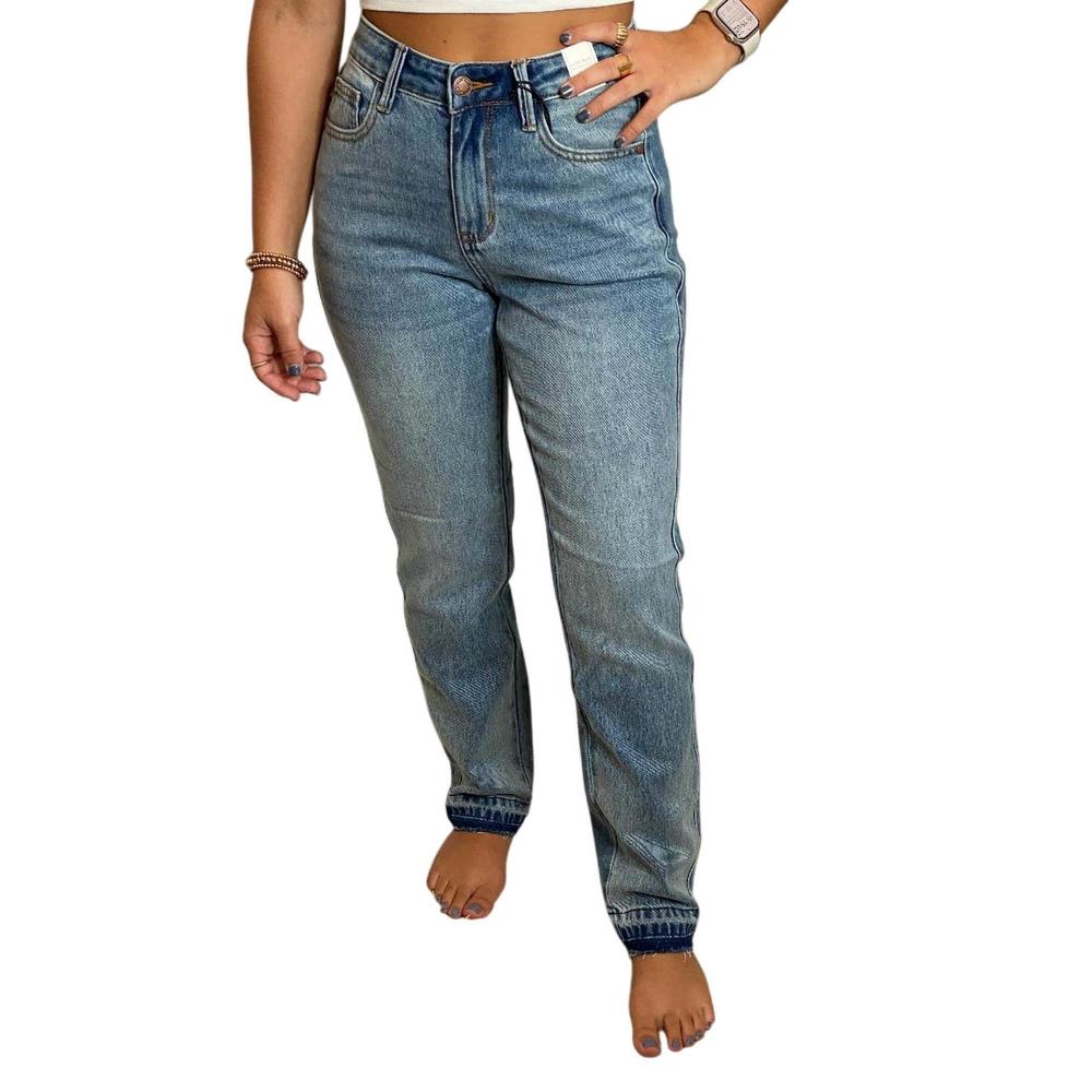 NEW JUDY BLUE women's mid rise rigid magic release hem boyfriend jeans in blue